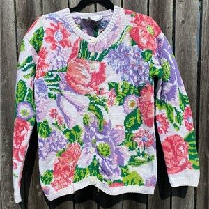 Vintage Adrienne Vittadini Floral Cardigan